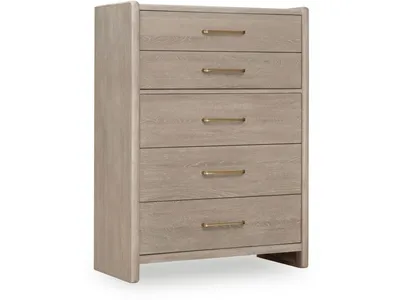 Gardenia Five Drawer Oak Wood Chest in Chai