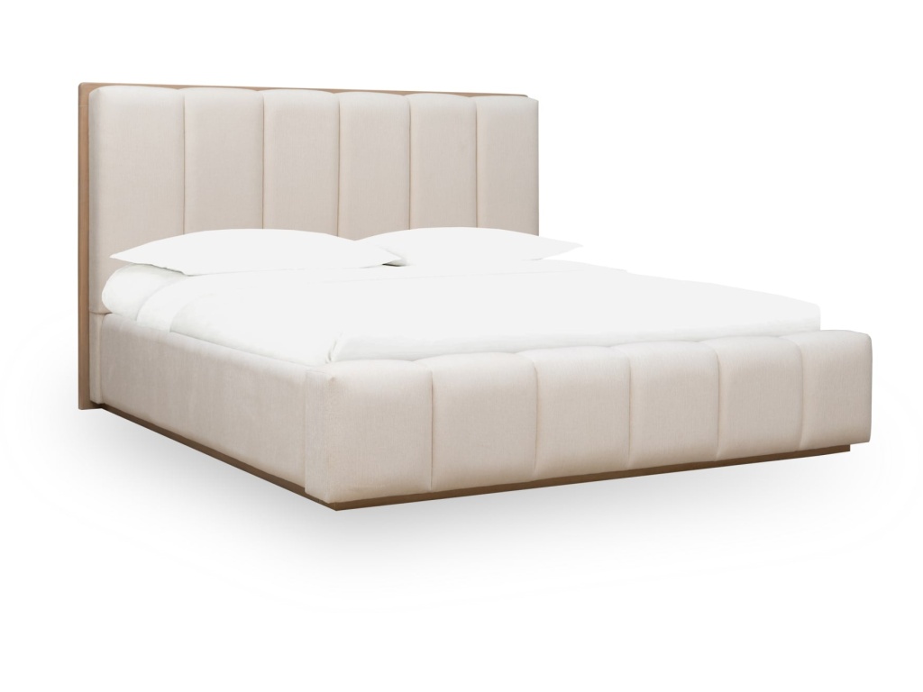 Gardenia Wood Frame Upholstered Platform Bed in Cotton and Chai - main image