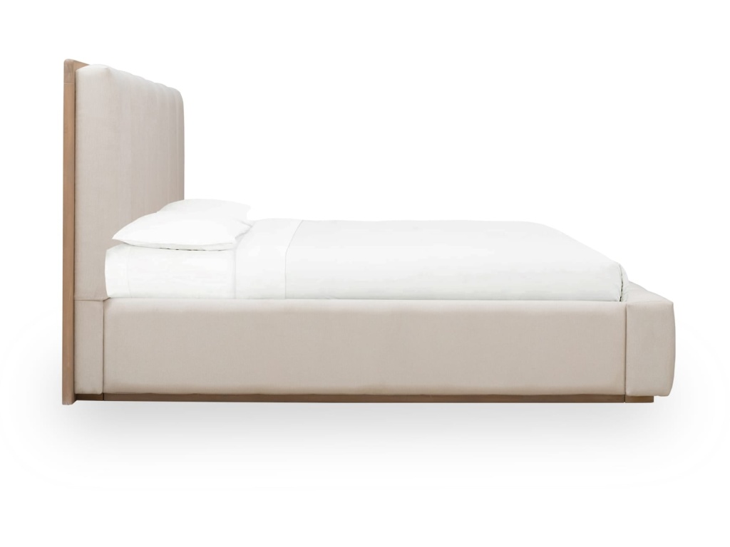 Gardenia Wood Frame Upholstered Platform Bed in Cotton and Chai - image 3