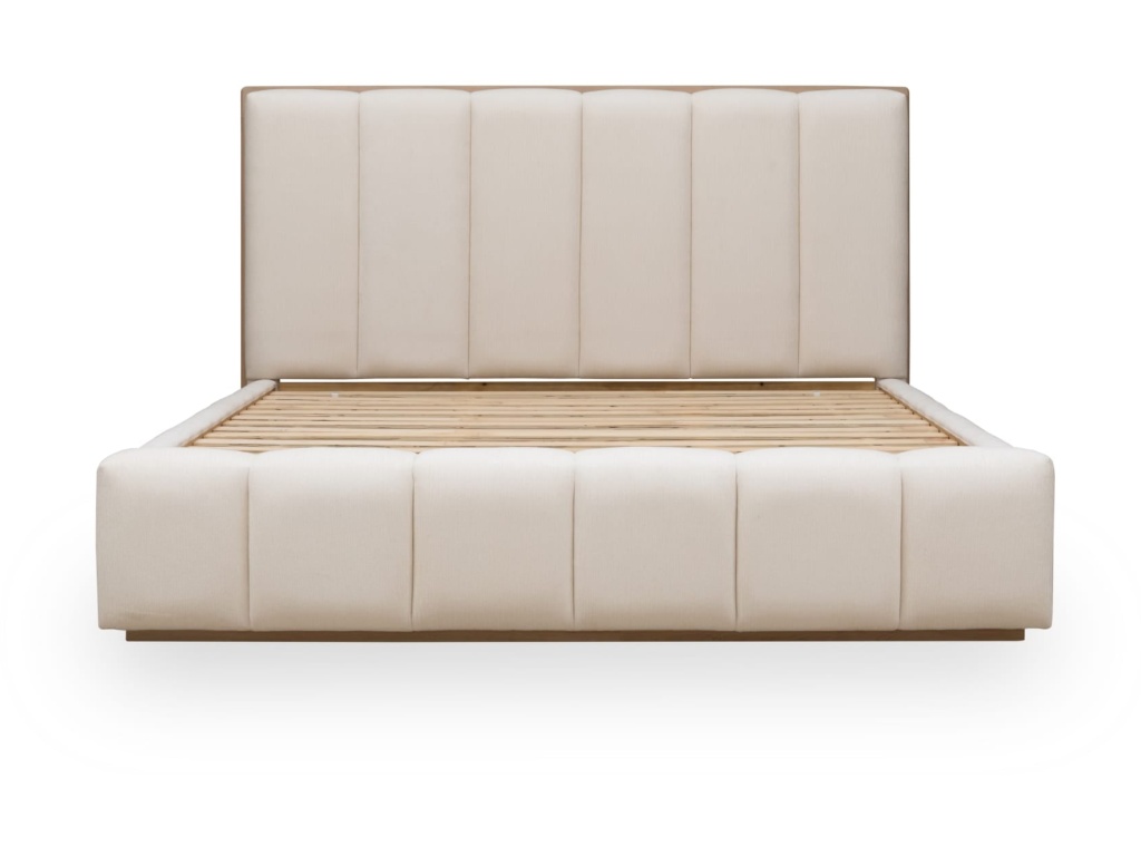 Gardenia Wood Frame Upholstered Platform Bed in Cotton and Chai - image 5
