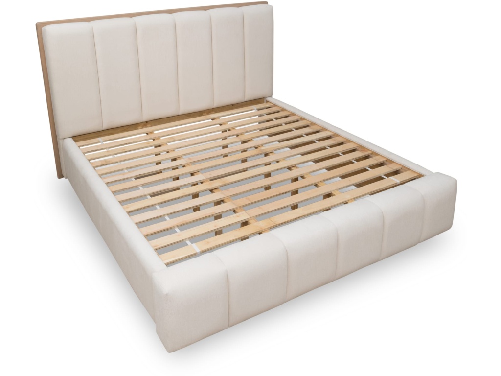 Gardenia Wood Frame Upholstered Platform Bed in Cotton and Chai - image 4