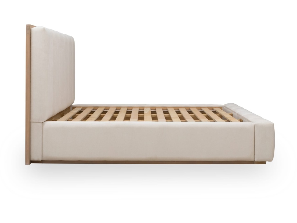 Gardenia Wood Frame Upholstered Platform Bed in Cotton and Chai - image 8