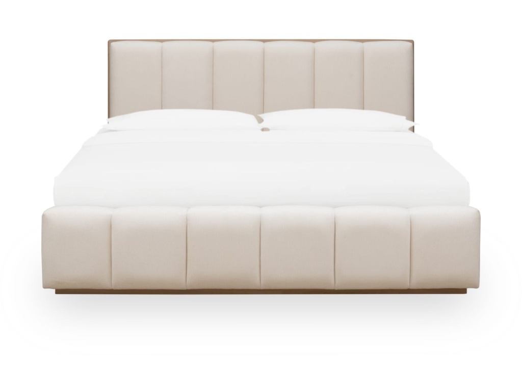 Gardenia Wood Frame Upholstered Platform Bed in Cotton and Chai - image 6