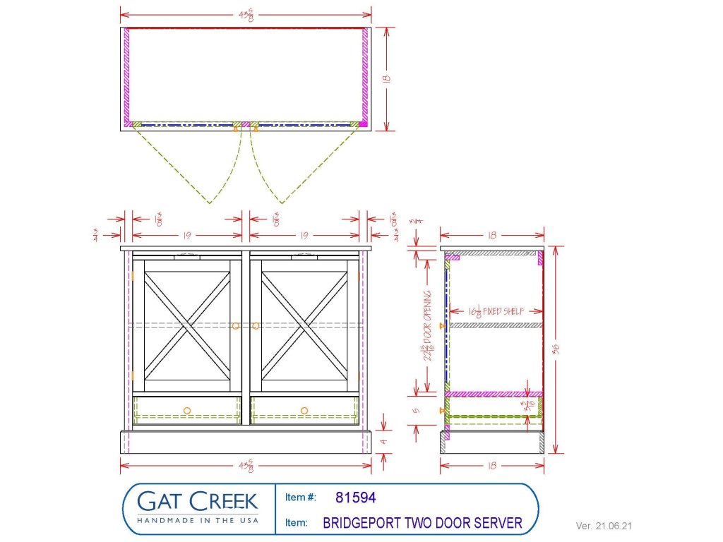 Gat Creek Bridgeport Two Door Server Buffet Cabinet, alternate view 2