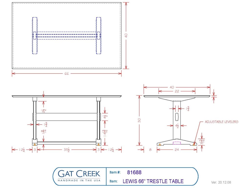 66" Lewis Trestle Table - image 2