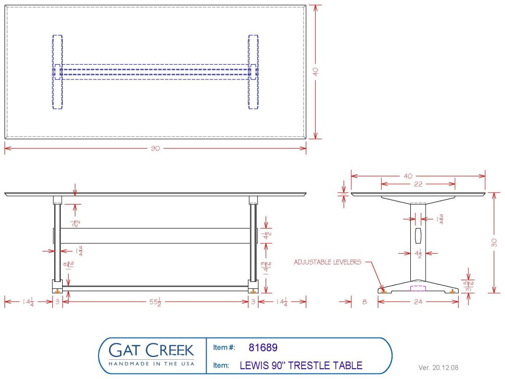 66" Lewis Trestle Table - image 3