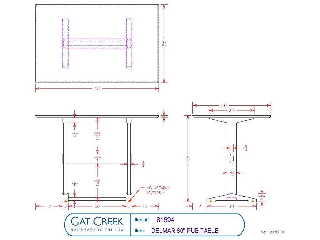 60" Delmar Pub Table - image 3