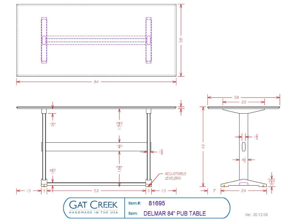 60" Delmar Pub Table - image 4