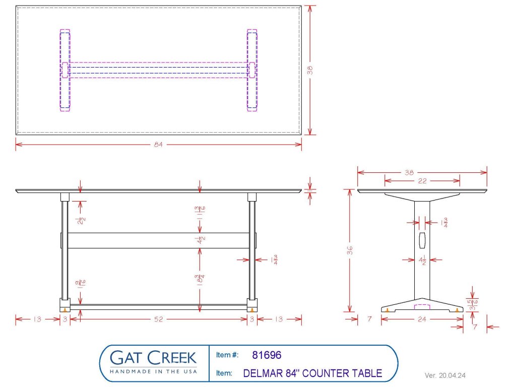 84" Delmar Counter Table - image 5