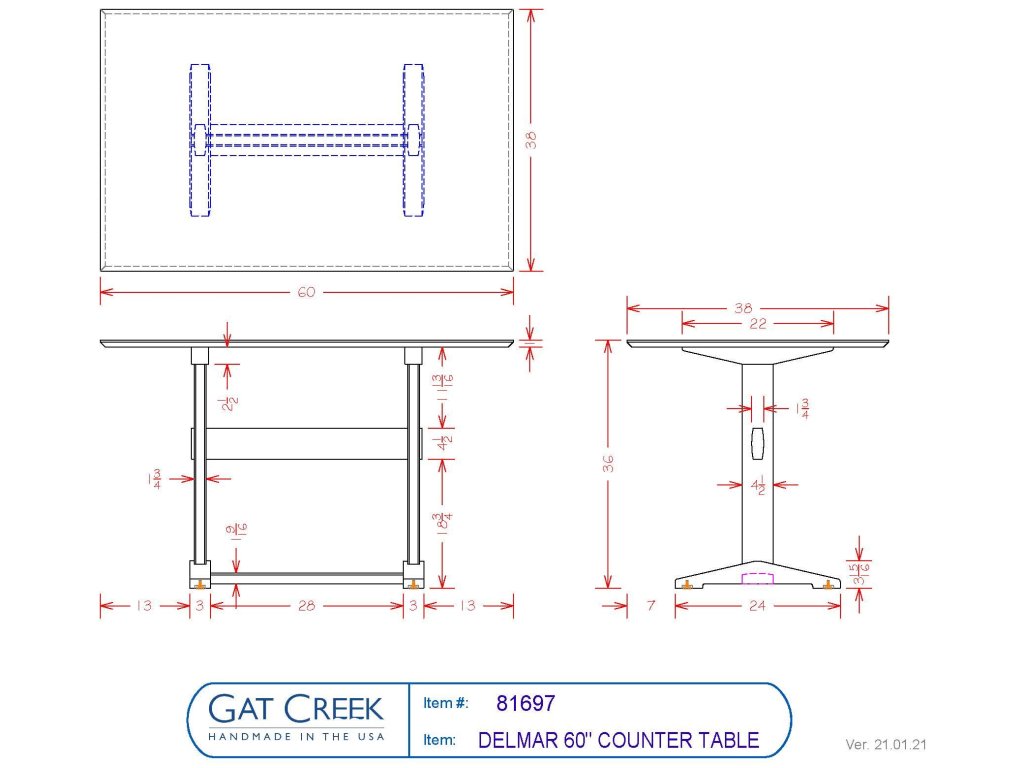 84" Delmar Counter Table - image 4