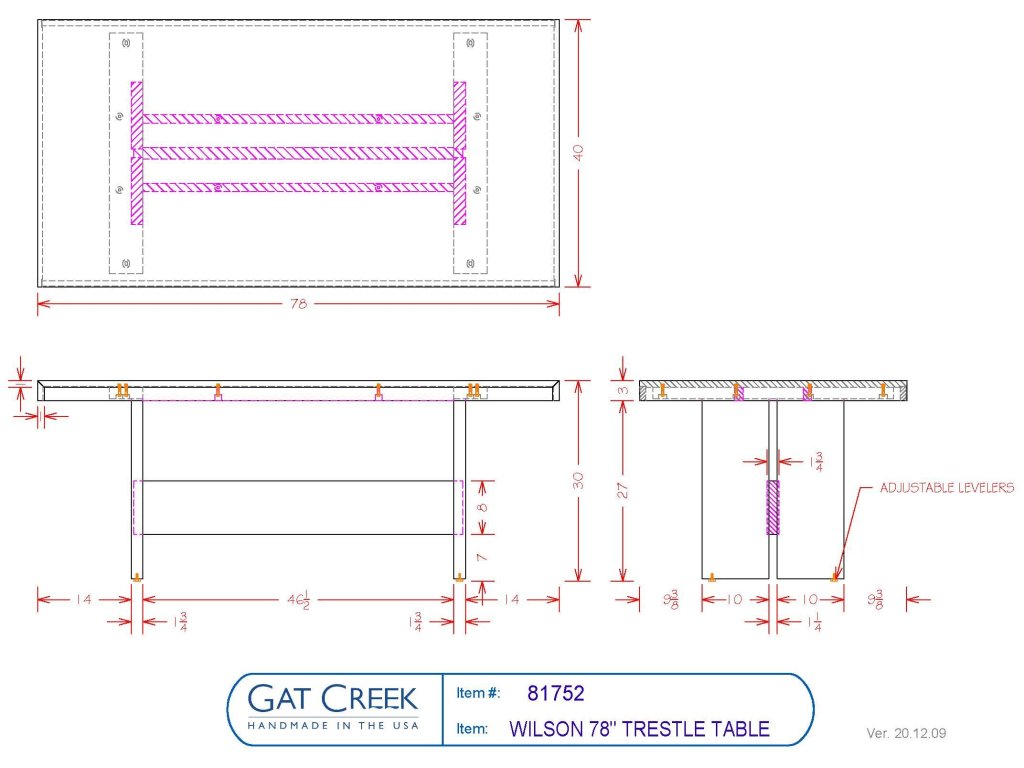 Gat Creek 102" Wilson Trestle Table, alternate view 2