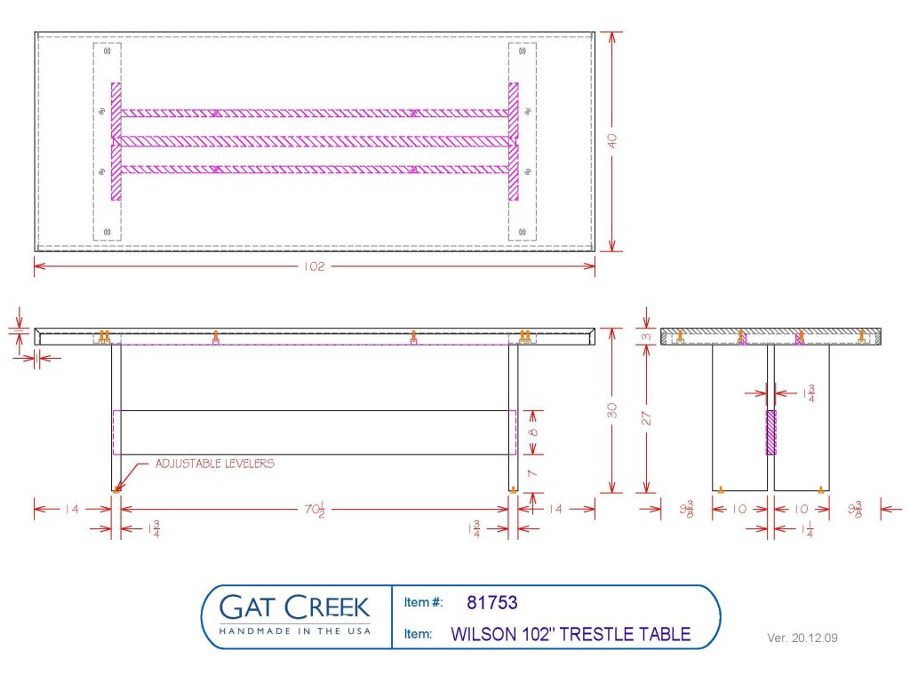 Gat Creek 102" Wilson Trestle Table, alternate view 3