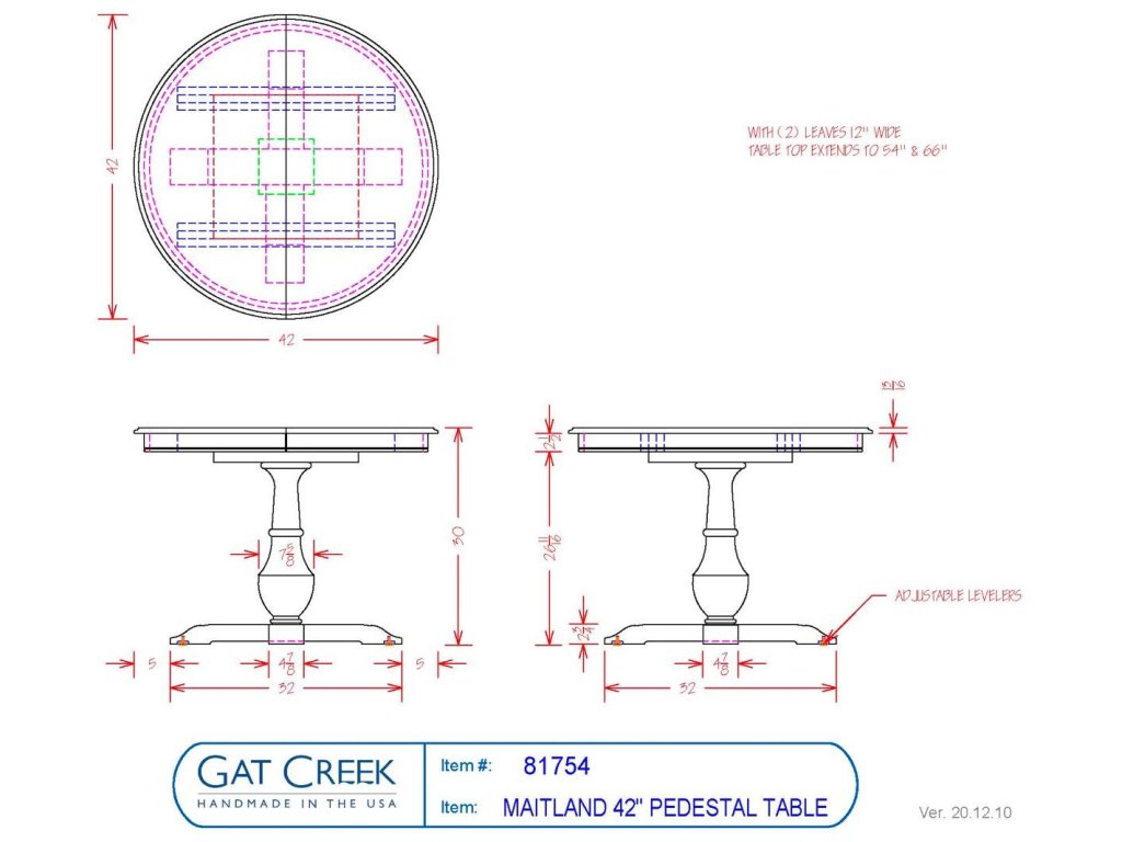 Gat Creek 54" Maitland Pedestal Table, alternate view 2