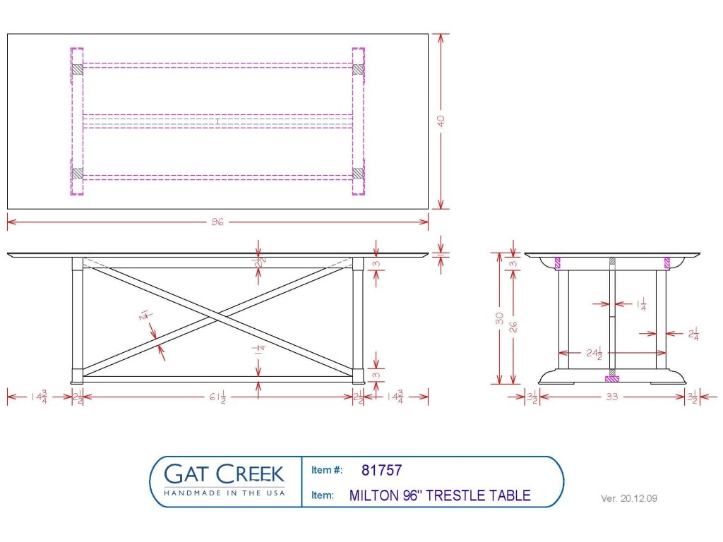 Gat Creek 96" Milton Trestle Table, alternate view 4