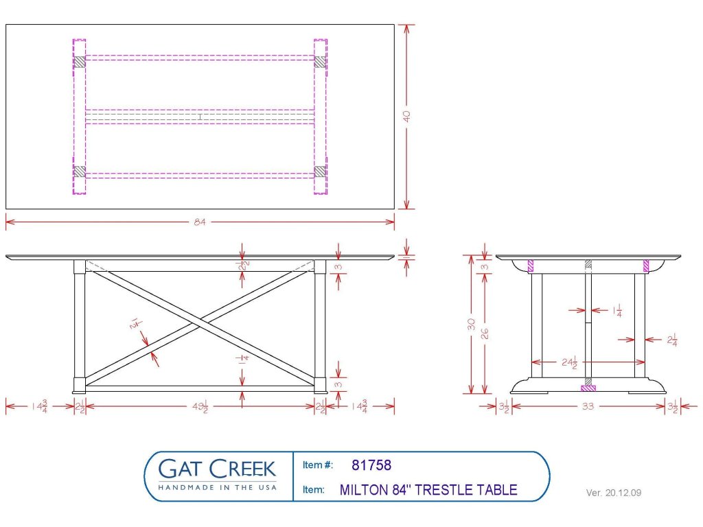 Gat Creek 96" Milton Trestle Table, alternate view 3