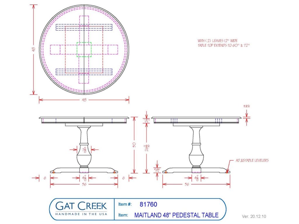 Gat Creek 54" Maitland Pedestal Table, alternate view 3