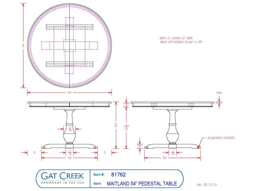 Gat Creek 54" Maitland Pedestal Table, alternate view 4