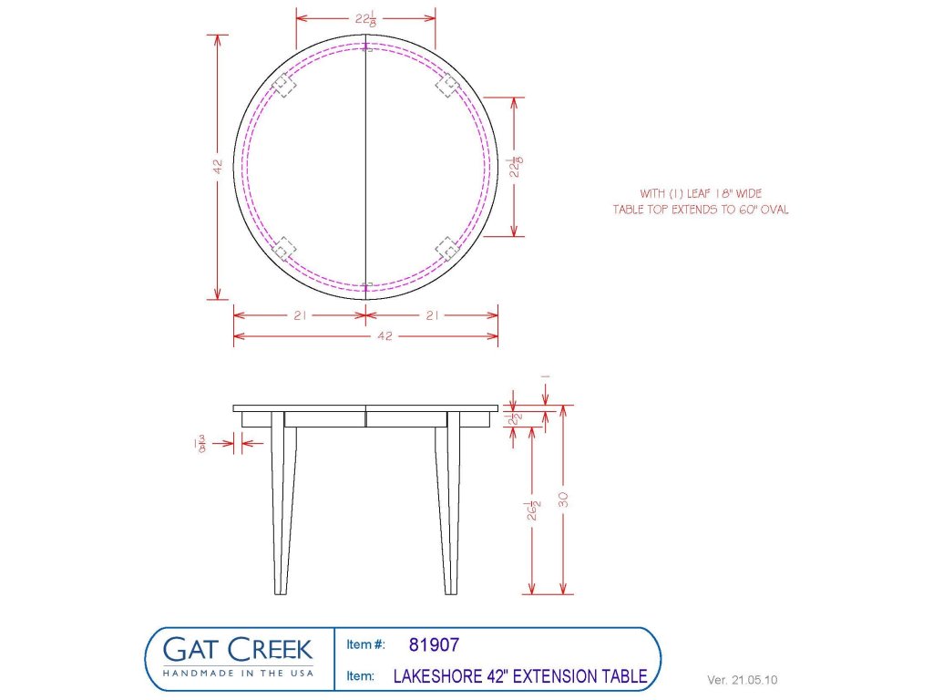 42" Lakeshore Table with One 18” Leaf - image 2