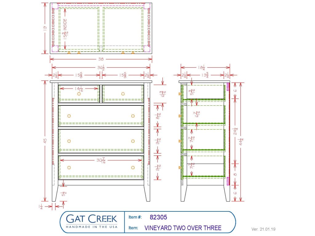 Gat Creek Vineyard Two Over Three Dresser, alternate view 1
