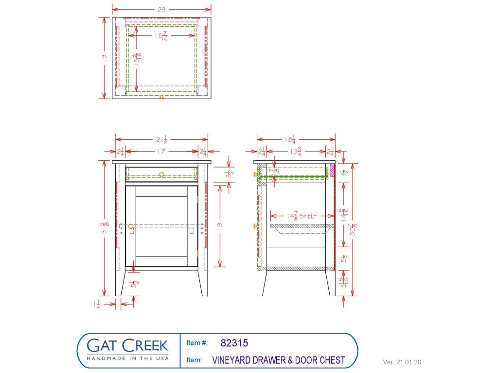 Gat Creek Vineyard Drawer & Door Chest Nightstand, alternate view 4