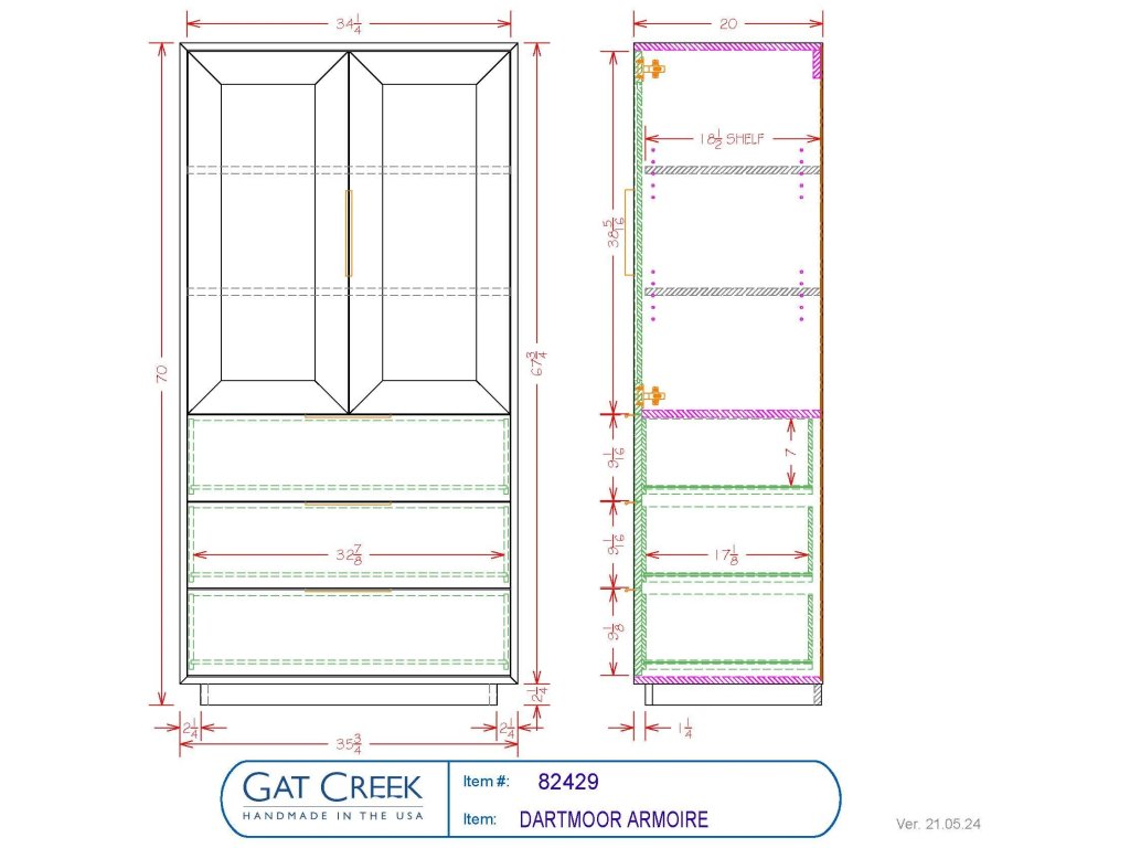 Gat Creek Dartmoor Armoire Armoire Cabinet, alternate view 1