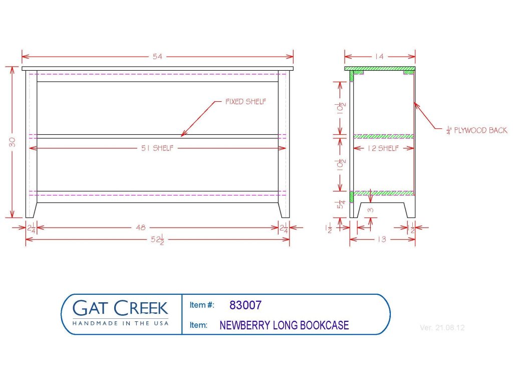 Gat Creek Newberry Long Bookcase, alternate view 1