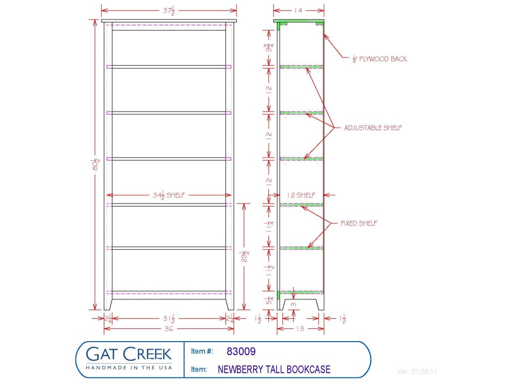 Gat Creek Newberry Tall Bookcase, alternate view 1