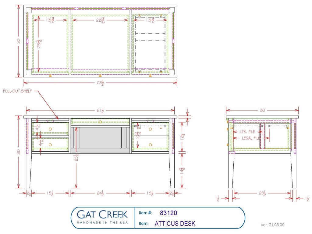 Gat Creek Atticus Desk With Gallery, alternate view 1