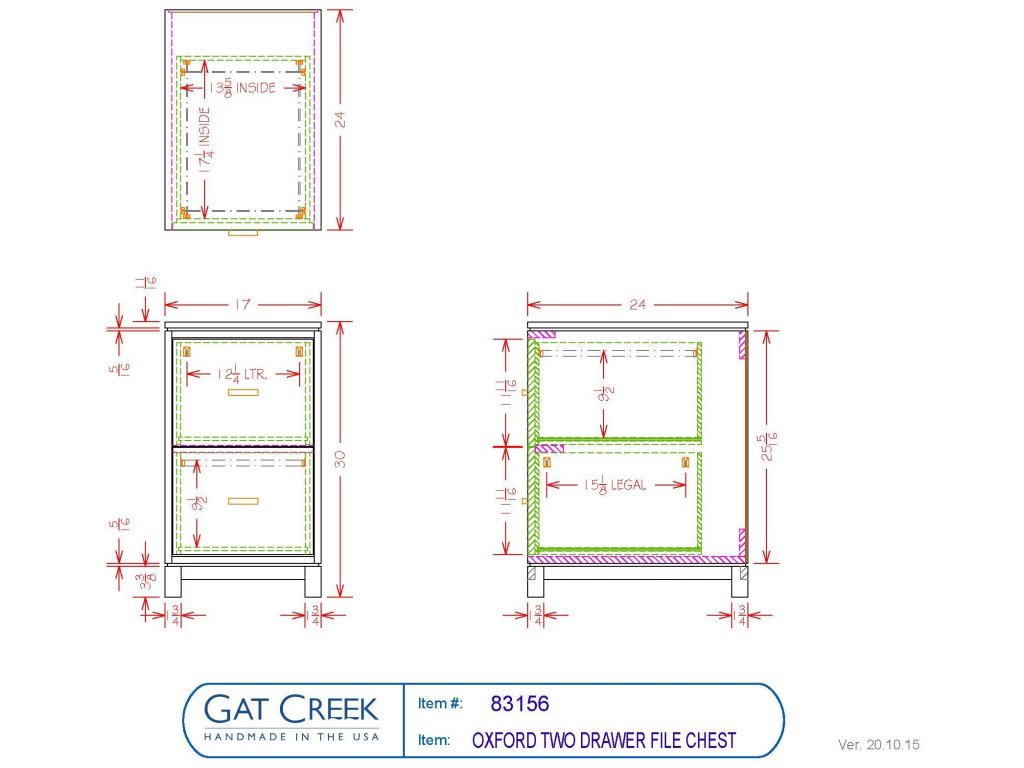 Gat Creek Oxford File Chest File/Storage Cabinet, alternate view 5