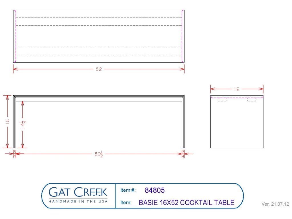 Gat Creek 16x52 Basie Cocktail Table Coffee Table, alternate view 2