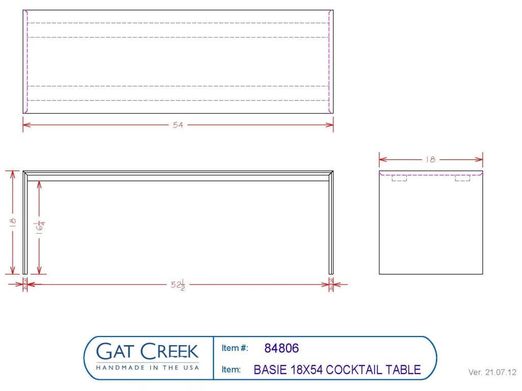 Gat Creek 16x52 Basie Cocktail Table Coffee Table, alternate view 3