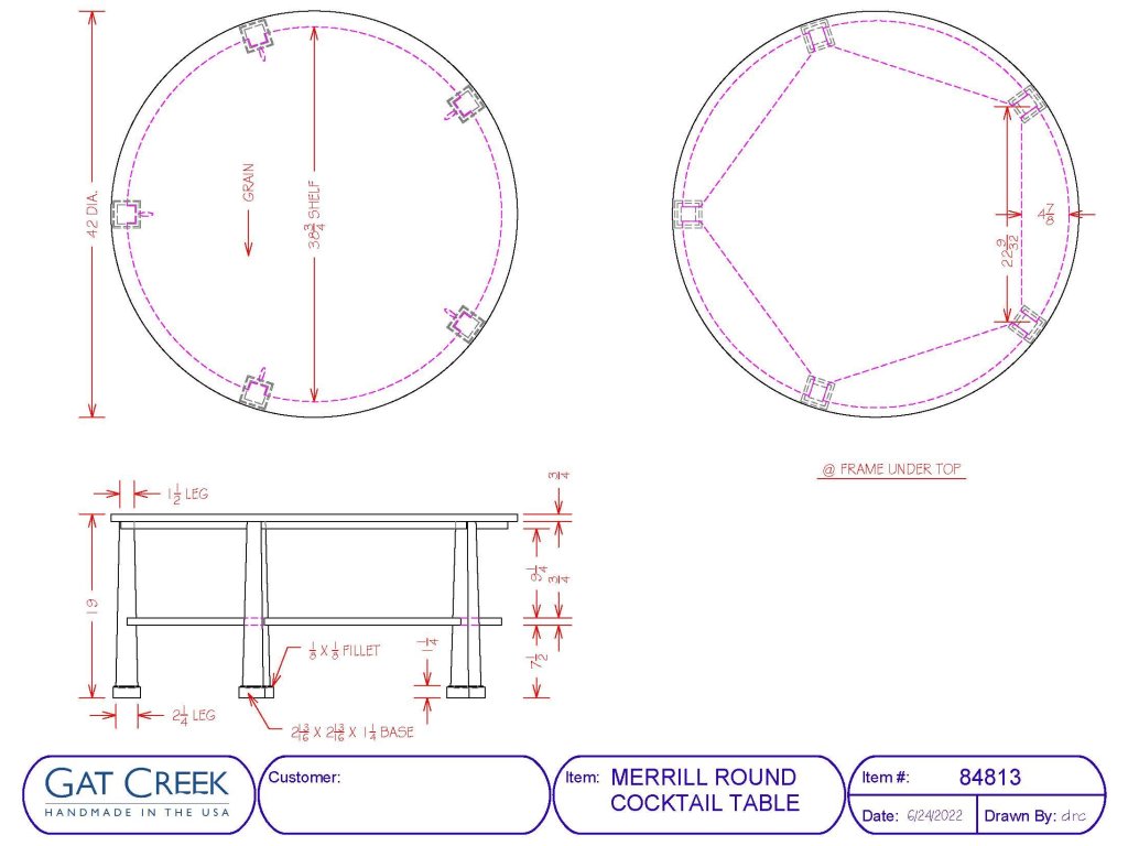 Gat Creek Merrill Round Cocktail Table Coffee Table, alternate view 4