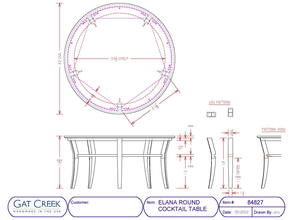 Gat Creek Elana Round Cocktail Table Coffee Table, alternate view 3