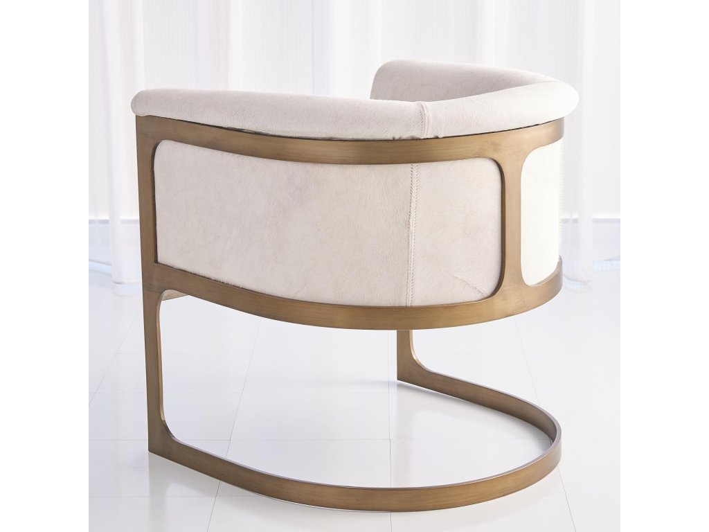 Regan Barrel Chair with Ivory Hair-on-Hide-Antique Brass - image 1