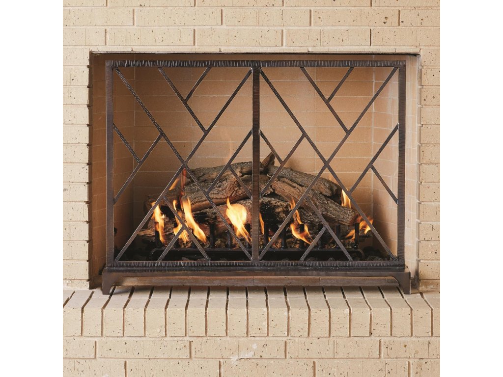 Chinoise Fret Fireplace Screen-Bronze - image 1