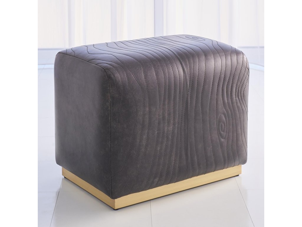 Forest Ottoman-Charcoal Leather - main image