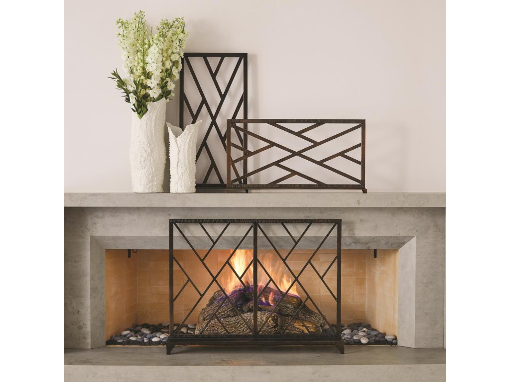 Chinoise Fret Fireplace Screen-Bronze - image 3