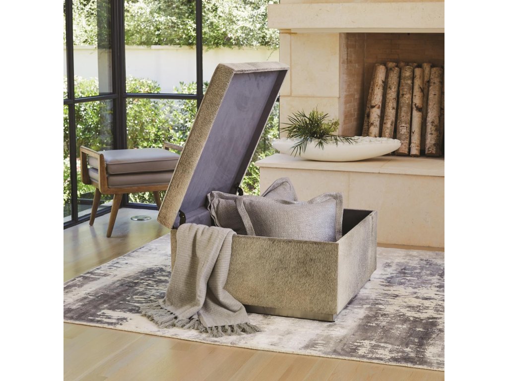 Metro Square Storage Ottoman-Grey Hair-on-Hide - image 3