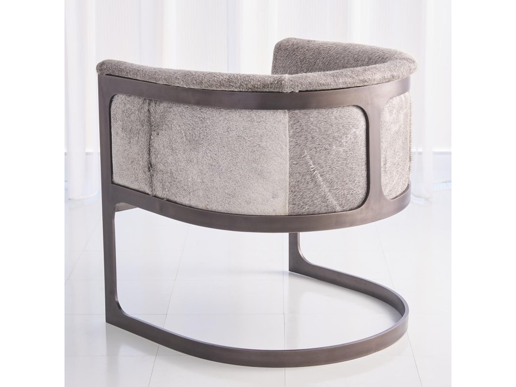 Regan Barrel Chair with Grey Hair-on-Hide-Antique Gunmetal - image 1
