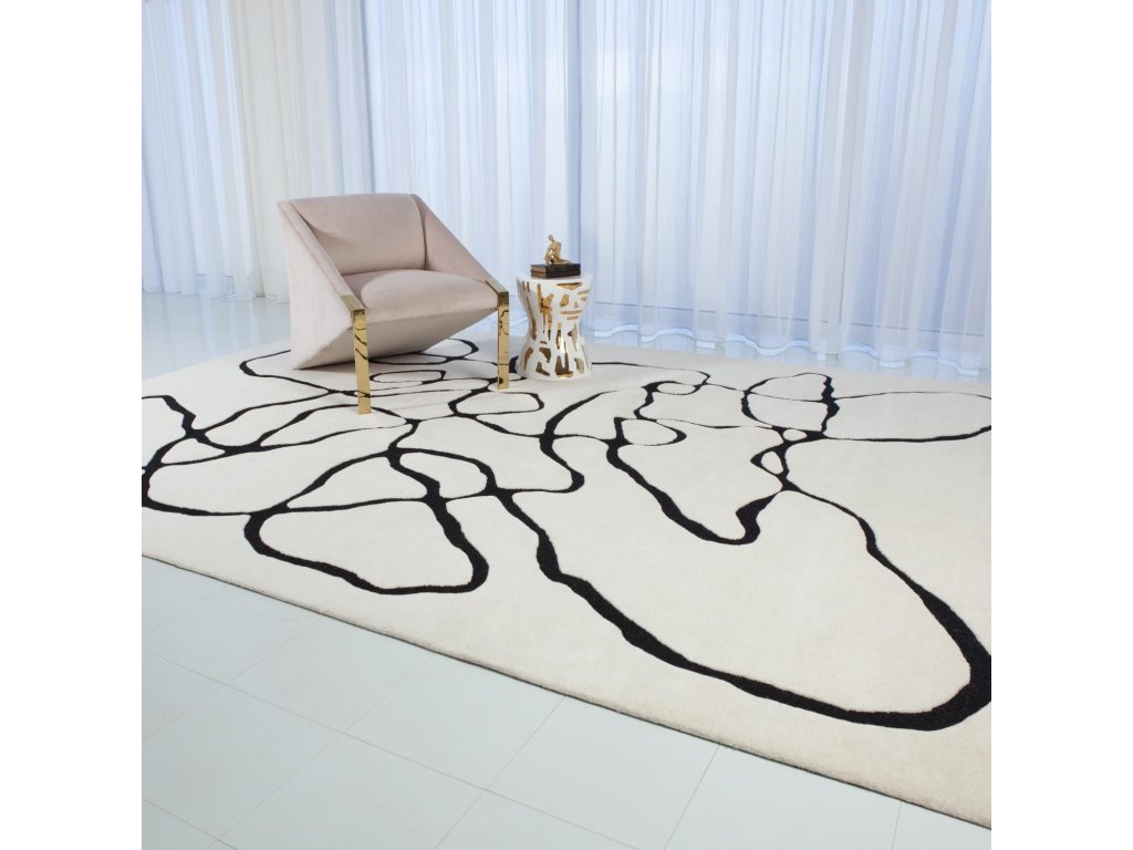 Squiggle Rug-Ivory/Black-8 x 10 - image 1