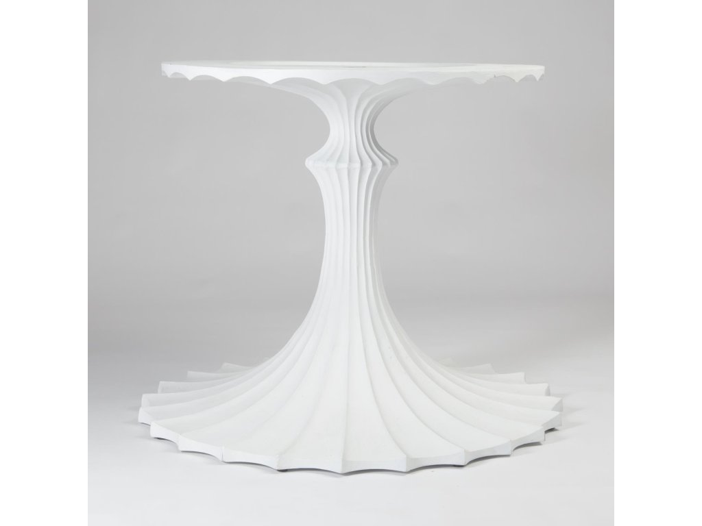Flute Table 60 White Marble Top with 34 White Base - image 2