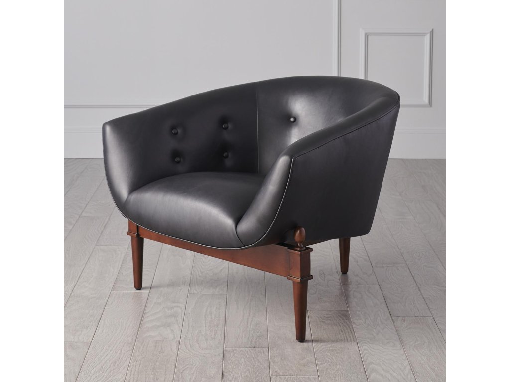 Mimi Chair-Black Marbled Leather - main image