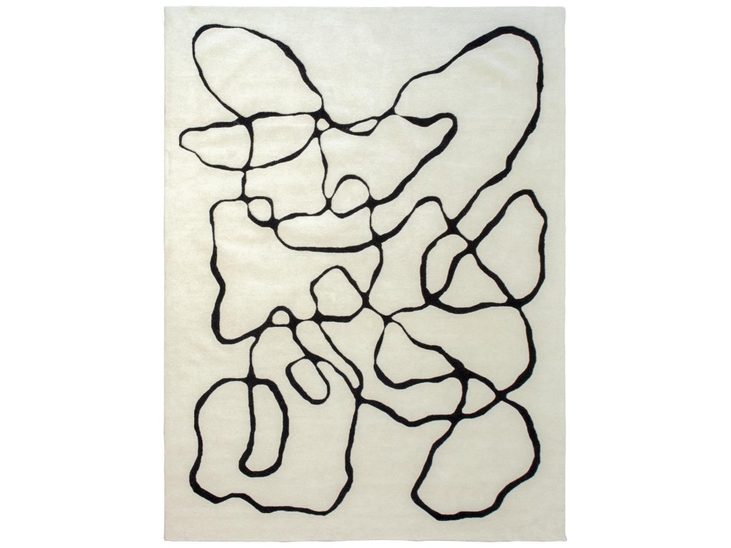Squiggle Rug-Ivory/Black-8 x 10 - main image
