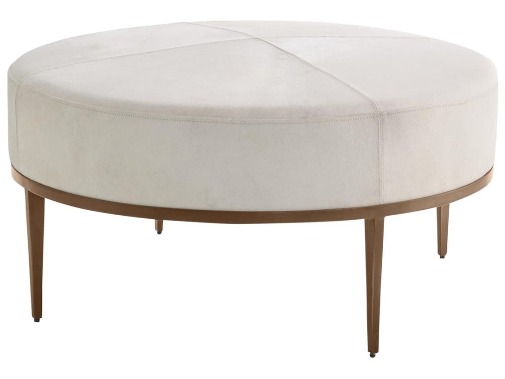 Urban Ottoman with Ivory Hair-on-Hide-Antique Brass - image 2