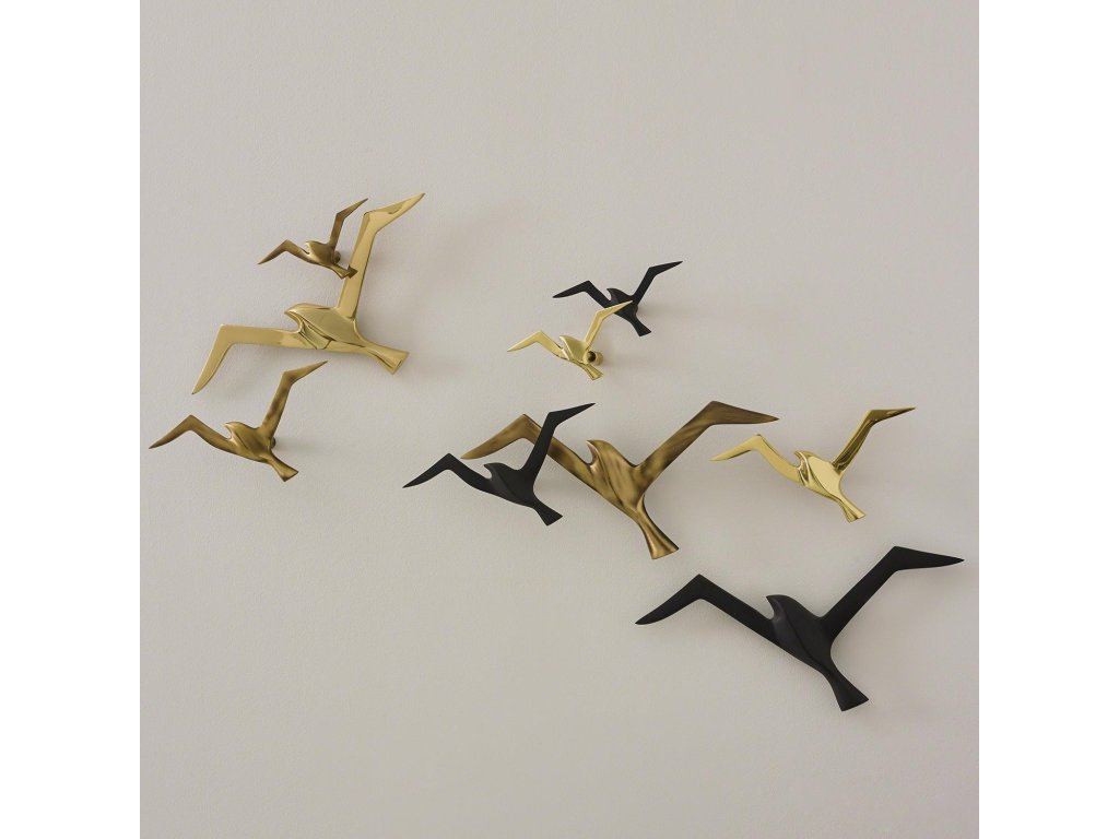 S/3 Metallic Flock Wall Decor-Brass - image 1