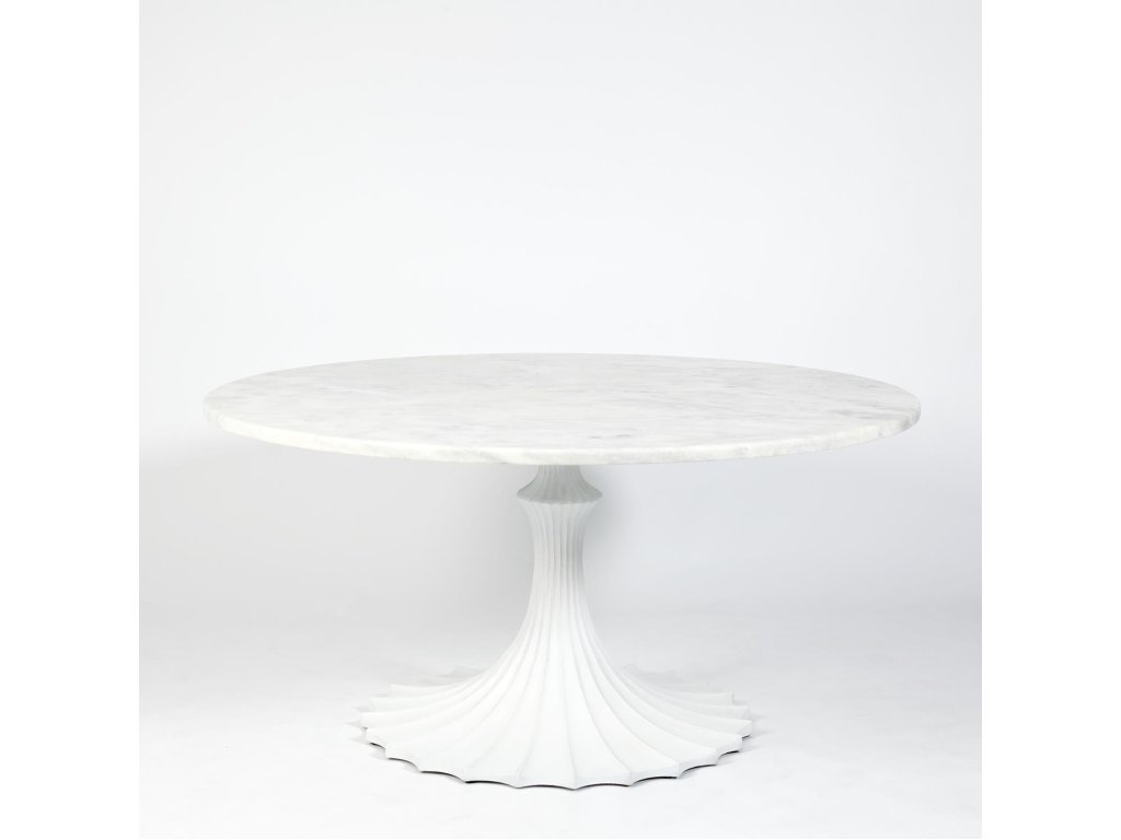 Flute Table 60 White Marble Top with 34 White Base - main image