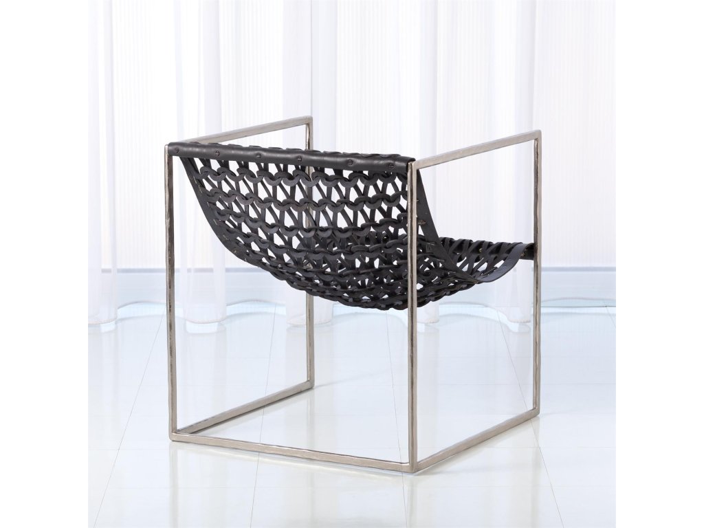 Knit Pearl Chair-Nickel-Dark Grey Leather - image 1