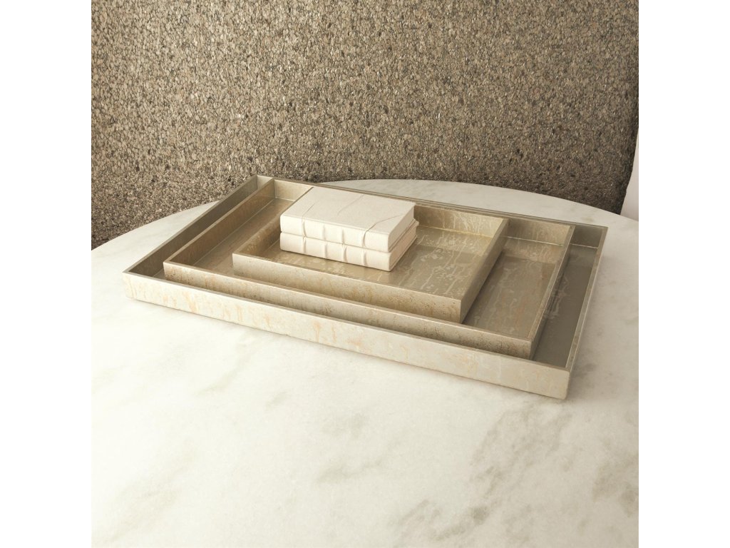 Champagne Silver Leaf Rectangle Tray-Sm - image 4