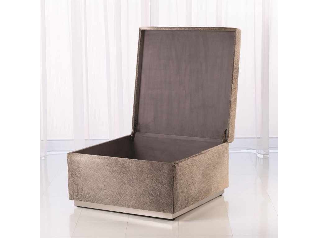 Metro Square Storage Ottoman-Grey Hair-on-Hide - image 1