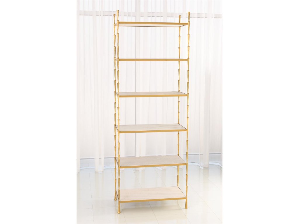 Spike Etagere-Antique Brass with White Marble - main image